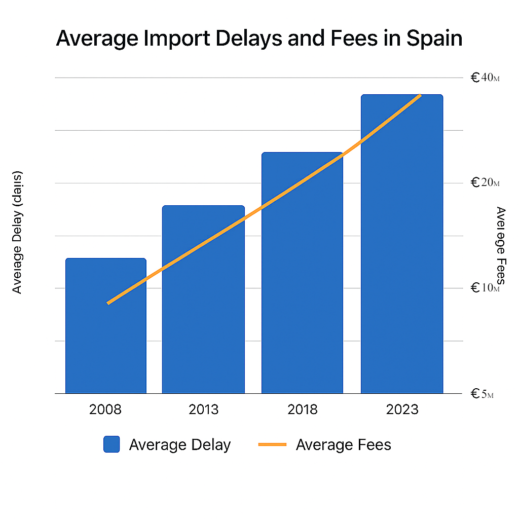  Importing into Spain – annual revenue from delayed customs charges (€0–€80M) | Xaviour Holding